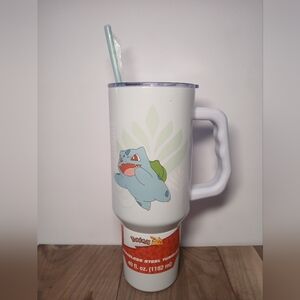 Pokemon Bulbasaur 40oz Stainless Steel Travel Mug with Lid & Straw.